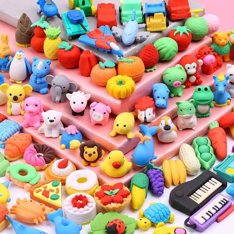 100PCS 子供用消しゴムかわいい 動物 鉛筆消しゴム ミニパズル鉛筆消しゴム 子供 パズル消しゴム 消しゴムパーティーギフト 鉛筆消しゴム 小学生 おもしろ消しゴムセットミニパズル鉛筆消