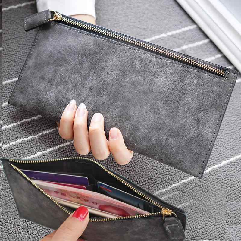 長財布 レディース 薄い ファスナー 財布 サイフ ジッパー 軽量 軽い PUレザー シンプル カード入れ 仕切り 黒 ピンク 紫 緑 青 赤 グレー 無地 カラフル 仕分け用 買い物 小さい プレゼント ギフト