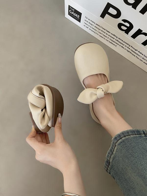 パンプス ぺたんこ フラット シューズ レディース リボン かわいい ラウンドトゥ 靴 くつ レトロ フレンチ スリッポン ローファー 茶色..