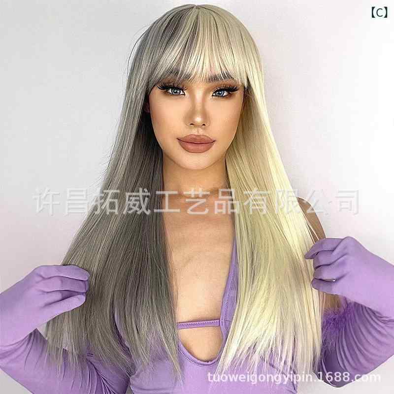 ウィッグ レディース グラデーション 水母ヘア プリンセス ストレート 前髪付き 耐...