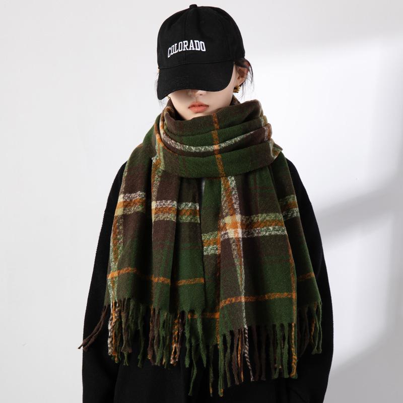 マフラー レディース 秋冬 韓国風 チェック柄 ショール ストール タータンチェック 格子柄 かわいい 暖かい ひざ掛け 肩掛け ブランケット 防寒 冷房対策 旅行 通勤 プレゼント 赤 緑 ベージュ ブラック ポリエステル