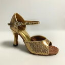 【即納品】【在庫商品】社交ダンス ダンスシューズ社交ダンスシューズダンス用品 女性ラテンシューズヒール高8cm!ゴールドのスパンコールがカッコイイ♪在庫品セール...