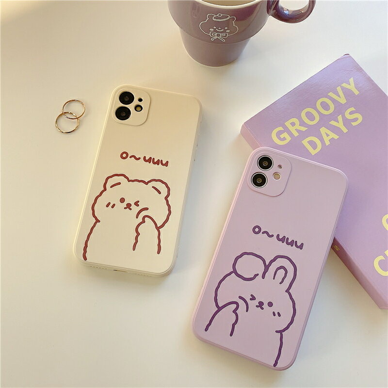 送料無料 iPhone12 ケース カップル 熊 クマ ベア bear ウサギ 兔 rabbit SE2 iPhoneX ケース アイフォン11 12mini 12promax XSMax Pro ケース 8plus 7plus XS X 7 iPhone8 iPhoneXR スマホケース カバー シンプル おもしろ 可愛い シリカゲル 耐衝撃 【楽天海外通販】