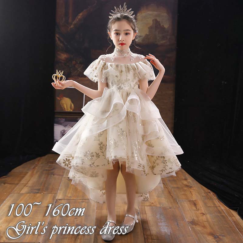 送料無料　子供ドレス 女の子 ピアノ 発表会 レースドレス ワンピース 子供 ドレス フォーマル 子ども ロングドレス キッズ ワンピース お姫様 プリンセスドレス 卒業式 入学式 誕生日会 結婚式 七五三 ジュニア プレゼント【楽天海外通販】のサムネイル