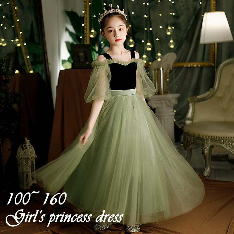 送料無料　子供ドレス 女の子 ピアノ 発表会 レースドレス ワンピース 子供 ドレス フォーマル 子ども ロングドレス キッズ ワンピース お姫様 プリンセスドレス 卒業式 入学式 誕生日会 結婚式 七五三 ジュニア プレゼント【楽天海外通販】