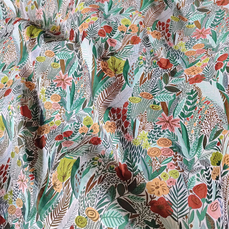 送料無料 幅135cm 長さ95cm+95cm 生地 布 花柄 植物柄 肌理感 立体 布地 ぬの ジャカード生地 エンボス生地 洋服生地 裁縫 手芸 楽天海外通販