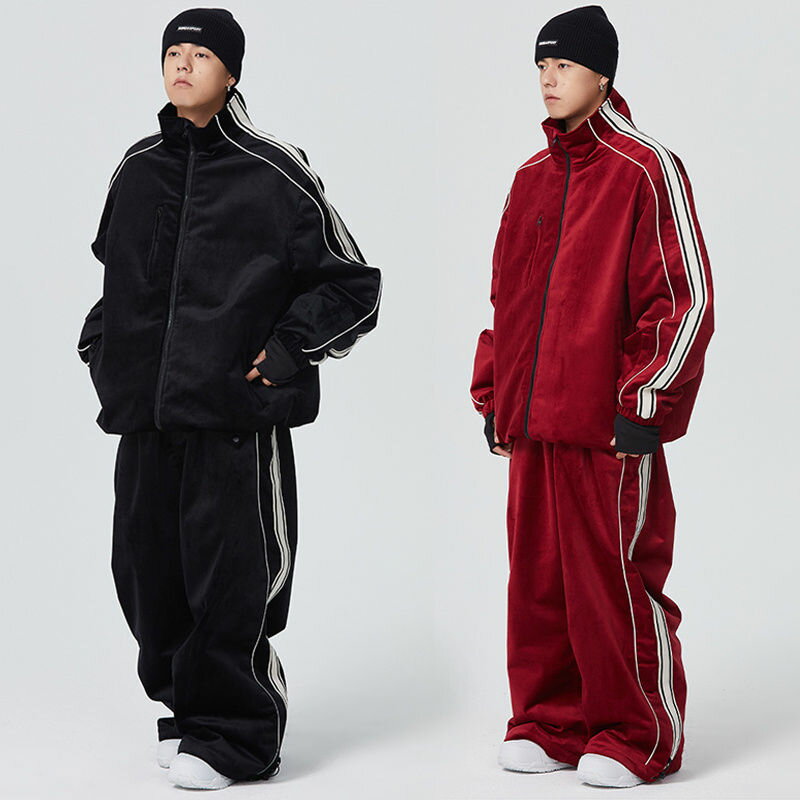 送料無料 スノーボードウェア 上下セット セットアップ 無地 ライン 2点セット ジャケット アウター ロングパンツ ボトムス ズボン レディース メンズ スノボウェア スキーウェア 防水10000mm 男女兼用 防水 防寒 保温 防雪 韓国風 楽天海外通販