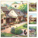 送料無料 40x50CM 30x40CM ぬりえ 塗り絵 数字油絵 庭 建物 田園 村 風景柄 大人 初心者向け DIY 油絵セット 簡単 おうち時間 大人の塗...