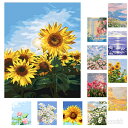 送料無料 40x50CM 30x40CM ぬりえ 塗り絵 数字油絵 ひまわり 向日葵柄 花柄 大人 初心者向け DIY 油絵セット 簡単 おうち時間 大人の塗り...
