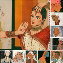 送料無料 40x40CM ぬりえ 塗り絵 数字油絵 美女柄 人柄 エスニック インド風 大人 初心者向け アートパネル 数字塗り絵 インナーフレーム付 油絵 ぬ...