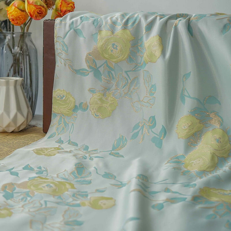 送料無料 160cm幅 1m単位 生地 布 布地 きじ ジャカード生地 エンボス生地 色織り 花柄 バラ柄 楽天海外通販