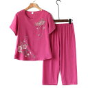 送料無料 全7色 パジャマ レディース 夏 上下セット セットアップ 半袖Tシャツ ロングパンツ 長ズボン 花柄 薄手 通気 柔らかい ルームウェア ママ お年...
