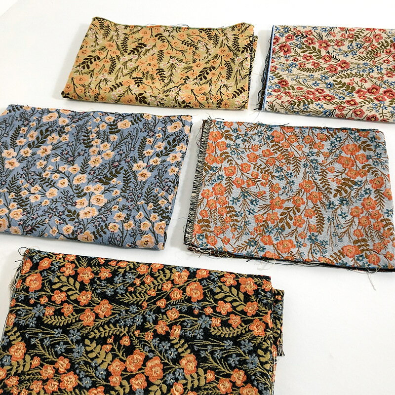 送料無料 10色 145cm幅 90cm単位 生地 小花柄 ジャカード生地 布 布地 色織り生地 ジャカード織り ゴブラン織生地 先染め 厚手 タペストリージャガード生地 ハリ感 しっかり ポリエステル綿混纺 植物柄 花柄 フラワー ナチュラル系 田園風 小花模様 楽天海外通販
