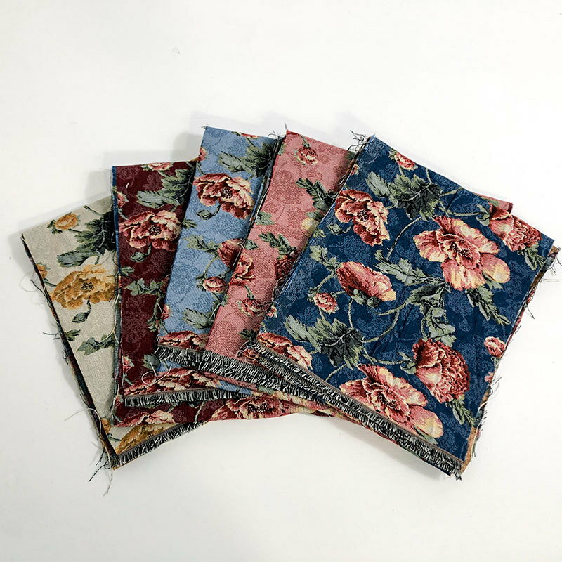 送料無料 16色 145cm幅 90cm単位 生地 朱槿花柄 ジャカード生地 布 布地 色織り生地 ジャカード織り ゴブラン織生地 先染め 厚手 タペストリージャガード生地 ハリ感 しっかり ポリエステル綿混纺 植物柄 花柄 フラワー 田園風 ぶっそうげ ハイビスカス 楽天海外通販