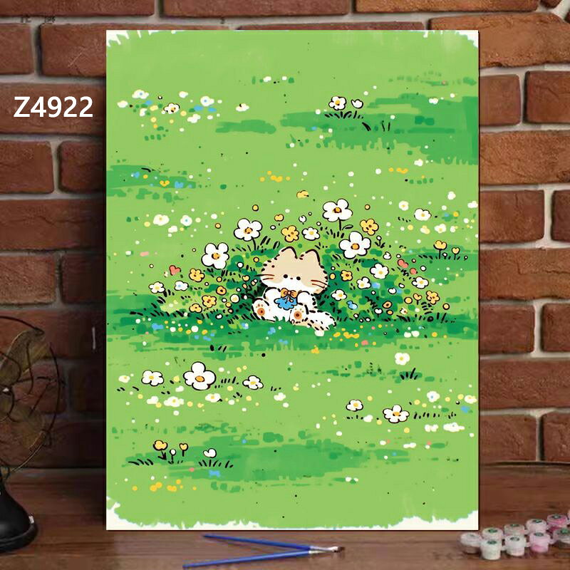 緑の草原と雑草の花、かわいいネコ・子犬・羊を描いた柔らかイラスト風デジタルオイルペインティング 7 種セット。 明るいグリーンを基調とし、シンプルな線画と淡い色彩で優しい雰囲気。 子供部屋、女子部屋、雑貨店、カフェの壁飾りにおすすめ。初心者でも塗りやすいデザインです。 緑の草原の花々に囲まれたネコ。水色リボンがアクセント、穏やかな昼下がりの光景。 カラフルな雑草の花の真ん中で眠る白ネコ。柔らかい配色で癒し感抜群。 花畑に横たわる三毛風の子猫。遠くに雲のキャラクターが浮かぶ遊び心ある絵。 木々の葉が舞う青空の下、草原に寝そべるネコ。花びらが舞い、爽やかな風を感じさせる。 巨大な積乱雲の下、花畑に伏せるクリーム色の子犬。星模様のドットが可愛らしい。 一面の雑草の花の中で遊ぶオレンジ色の子猫。満面の笑顔が明るい雰囲気。 木々に囲まれた青空の下、花飾りをつけたもこもこ羊が草原で眠る。 商品説明 商品内容 塗り絵セット セット内容 数字が印刷された白抜きキャンバス1枚(インナーフレーム付） 筆 アクリル絵の具 壁がけ用フックとネジ 生産国 中国 納期 【配送に関する重要なお知らせ】 本商品はアクリル絵の具を含んでいるため、海外発送は特別な輸送チャネルを通す必要がございます。 そのため、配送には通常よりお時間を頂戴しますことをあらかじめご了承ください。 【通常の流れ】: 発送まで：ご注文後、5営業日以内に発手配いたします。 お届けまで：発送後、お届けまでに1〜2週間程度を要する場合がございます。 注意書き ※手塗りのペイント商品となりますので、完成時に見本と多少の誤差が生じる場合もございますのでご了承くださいませ。 ※モニターの発色により実物と色味が多少異なる場合がございます。 活用イベントのご提案 ギフト 記念日 年末年始 プレゼント サプライズ お祝い 誕生日プレゼント 結婚記念日 バースデー 自由研究 冬休み 春休み 夏休み 子ども 塗り絵 小学生 工作 インテリア 絵画 DIY絵画 趣味 手作りプレゼント 母の日 父の日 バレンタイン ホワイトデー お盆 敬老の日 連休 雑貨 おしゃれ 絵画 壁掛け インテリア 　 自由研究 小学生 キット　自由研究 女の子　 自由研究 男の子　趣味　 ひとり　大人から始める趣味　おうち時間充実アイテム　おうち時間充実グッズ　福利厚生　手作りギフト おしゃれギフト　 DIY プレゼント ハンドメイド　雑貨　週末　おこもり　おうち休日　おうち時間 自粛生活　 巣ごもりグッズ 暇つぶし グッズ 頭の体操 入院 便利 グッズ 手作りキット 大人 工作 キット 工作キット 子供 ハンドメイド雑貨 手作りキット 子供 ハンドメイド キット おうち時間グッズ おうち時間キット おうち時間 キット お家時間 リラックス ぬりえ バレンタイン チョコ以外 おしゃれ 飾り かわいい 装飾 手作り バレンタイン 花 子供 プレゼント プチギフト モンステラ プルメリア アートポスター フレーム付き アートパネル インテリア 小さい アート パネル アートパネル アートポスター 運気が上がる絵 ファブリックパネル 絵画 インテリアアートパネル 壁掛け 玄関 絵 ファブリックパネル 玄関 開運 絵画 風水 玄関 おすすめ キャンバス アート インテリア 壁掛け 北欧 北欧アート オススメご利用場所 店舗　カフェ　おうちカフェ 喫茶店　BAR　バー おうちバー バーごっこ　バル　ホテル　レストラン　アメリカンダイナー　飲食店　居酒屋　スパ　テレビ局　撮影スタジオ セット　ライブハウス　美容院　美容室　理容院　理容室　デザイナーズマンション　賃貸部屋　賃貸マンション　ワンルームマンション　ガレージ　車庫　倉庫　物置 お家の中の飾れる場所アイデア 自宅　家 部屋の内装　狭い部屋　ワンルーム　男子部屋　女子部屋　大人の小部屋　書斎　子供部屋　リビングルーム　リビング　デスク　勉強机　テーブル　ラック　ダイニング　キッチン　寝室　床の間　トイレ　洗面所　玄関　廊下 本棚　飾り棚　ドア　扉　棚　冷蔵庫　ベランダ　ガレージ　車庫　駐車場　屋外　庭　ガーデニング　応接室　ロビー　エレベーター　エレベーターホール　客室　個室　脱衣所 おうちじかん　おうち時間 こんな物をお探しの方にオススメ 暇つぶし おもちゃ　暇つぶし 子供 グッズ　入院 大人 暇つぶし　アートパネル モダン　アートパネル 北欧　アートパネル モダン 玄関　アートパネル 風景　アートパネル モノクロ　アートパネル モノトーン　　ペイントバイナンバー　アート　ボード　アートボード タペストリー グッズ 頭の体操 脳活 脳トレ 高齢者 アタマのトレーニング 指先 入院 便利 リハビリグッズ リハビリ グッズ お部屋の模様替え グッズ SNS映え　お部屋づくり　外出自粛　お手頃価格のインテリア 小さい　ミニ　ミニサイズ　カフェ風インテリア 雑貨　デザイナーズ家具　オブジェ　リプロダクト　照明　壁面装飾　壁面飾り　壁画　壁掛け　壁掛けアート　壁かけアート　壁かけ専門　壁飾り　飾り　壁に飾る 飾る オーナメント　タペストリー　ウォールアート　ウォールパネル　モダンアート　ミニアート　絵画 画像　アート パネル　アートパネル　インテリアアートパネル　 初心者 上級者 セット 上級者 初心者セット 四角 スクエア バンクシー 額縁 桜 動物 大型 お城 犬 ダイアモンドアート ダイアモンドアートキット ダイアモンドアートセット アートフレーム　アートパネル・アートボード　アートボード　アートポスター　ポスターフレーム　poster　サインボード　サインプレート　木製看板　木製アート看板　ウッドボード　ウォールプレート　ウォールステッカー　ウォールシール　ステッカー　壁かざり用ポストカード　壁紙　装飾品　アイテム　グッズ　置物　DIY用品　輸入雑貨　アメリカン雑貨　アメ雑貨　USA雑貨　ヴィンテージ雑貨　ビンテージ雑貨　壁飾り　壁デコ　デコレーション　ウォールデコレーション　装飾　飾り付け　絵　絵画　イラスト　装飾画　壁面装飾　壁に吊るす　プリント　飾り付け 飾りつけ　店内ディスプレイ　ホームパーティー　イベント　ビンゴ　景品　SNS映え　人気　おしゃれ　お洒落　オシャレ　彩り　インパクト　ニッチ　イメージアップ　ナチュラル　シンプル　カントリースタイル　ブルックリンスタイル　癒し　元気　幸せ 　こだわり　珍しい　目隠し　アクセント　ドラマ撮影　映画撮影　おうち時間　テレワーク　リモートワーク　ZOOM　ZOOM会議　ズーム　ズーム会議　背景　実用的　お手軽　新生活　一人暮らし　独り暮らし　二人暮らし　夫婦暮らし　引っ越し　引越し　模様替え　改築　改装 注意事項 ・お客様が通常と同じお買い物ステップで安心して海外の商品を購入できるよう、楽天市場から指定を受けた委託先である（株）コマースロボティクスが、当店の店舗運営業務を行います。 ・当店でご購入された商品は、原則として、「個人輸入」としての取り扱いになり、全て中国からお客様のもとへ直送されます。 ・個人輸入される商品は、全てご注文者自身の「個人使用・個人消費（日本に居住する者に寄贈される物で、当該寄贈を受ける者の個人的な使用に供される場合を含みます。）」が前提となります。第三者への譲渡・転売が法令で禁止されるもの（医薬品、医薬部外品、化粧品等を含みますが、これに限られません。）もございますのでご注意下さい。 ・通関時に関税・輸入消費税が課税される可能性があります。課税額はご注文時には確定しておらず、通関時に確定しますので、商品の受け取り時に着払いでお支払いください。詳細はこちらご確認下さい。 ・色がある場合、モニターの発色の具合によって実際のものと色が異なる場合がある。