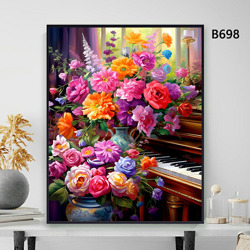 送料無料 10色 塗り絵 芍薬・バラ・ボタニカル花絵 東洋風静物・海岸花景色 数字油...