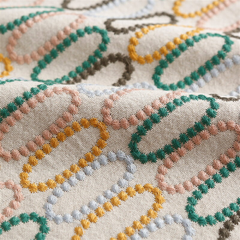 Rakuten - 送料無料 120cm幅 90cm単位 生地 布 布地 ぬの きじ 刺繍生地 綿麻生地 楕円形柄 丸柄 ベージュ ブラック パープル ハンドメイド 手作り 手造り 手芸 DIY 材料 ソーイング 服地 楽天海外通販