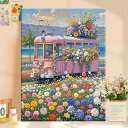 送料無料 列車柄 自転車柄 花海柄 塗り絵 数字 油絵 数字塗り絵 数字油絵セット 大人の塗り絵 ぬりえ インナーフレーム付 初心者向け 油絵風 絵画 美術品 ...
