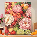 送料無料 果物柄 野菜柄 花柄 牡丹柄 塗り絵 数字 油絵 数字塗り絵 数字油絵セット 大人の塗り絵 ぬりえ インナーフレーム付 初心者向け 油絵風 絵画 美術...