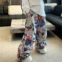 送料無料 2L 落書き柄 スノーボード パンツ スノボパンツ スノーボードウェア 裏ボア ズボン ロングパンツ スノボ カーゴパンツ ワイドパンツ オーバーサイ...