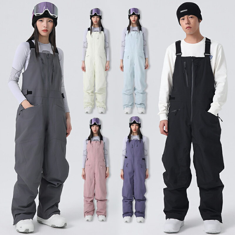 送料無料 ビブパンツ スノボパンツ メンズ スキーパンツ レディース サスペンダーパンツ サスペンダー付き ロングパンツ 長ズボン ボトムス スノーボードウェア スキーウェア スノボウェア 男女兼用 ユニセックス ゆったり 無地 楽天海外通販