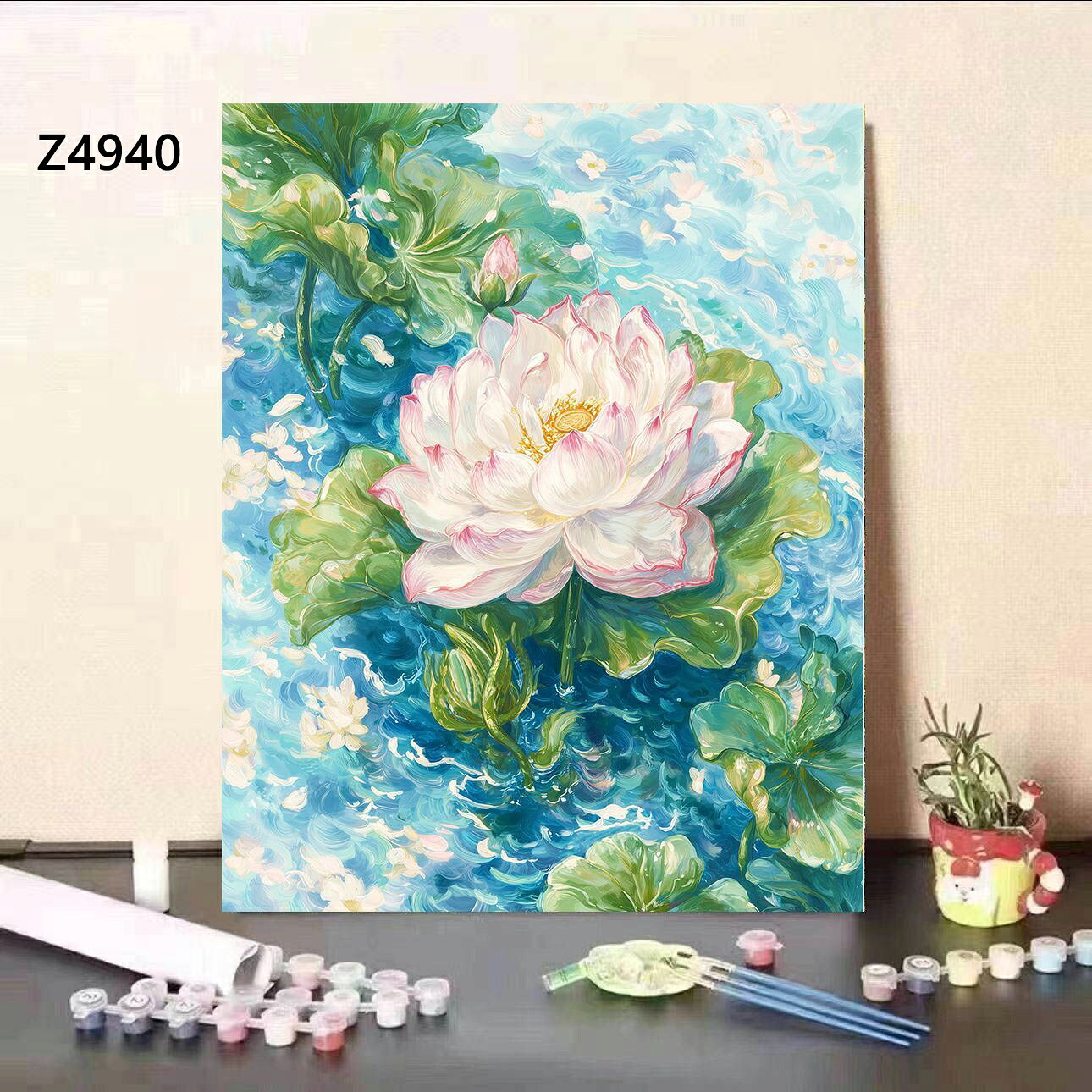 送料無料 7色 塗り絵 蓮と錦鯉 和風池景色 数字油絵 数字塗り絵 数字油絵セット ぬりえ 油絵風 絵画 DIY絵 お絵描き 油絵キット アクリル絵画 ナンバー油絵キット 30x40cm 楽天海外通販