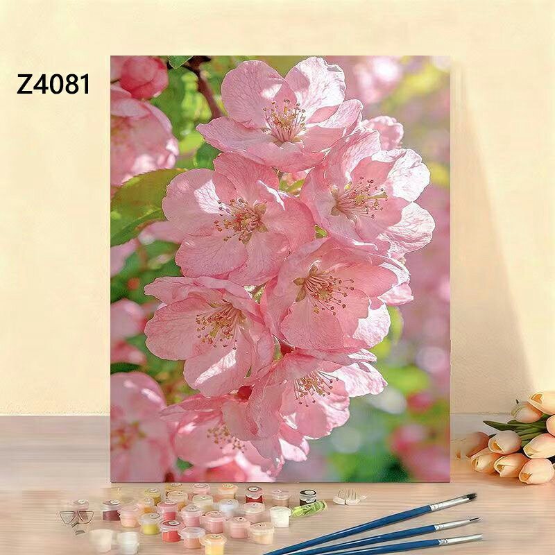 送料無料 4色 塗り絵 ピンクの花 クローズアップ花絵 数字油絵 数字塗り絵 数字油絵セット ぬりえ 油絵風 絵画 DIY絵 お絵描き 油絵キット アクリル絵画 ナンバー油絵キット 30x40cm 楽天海外通販