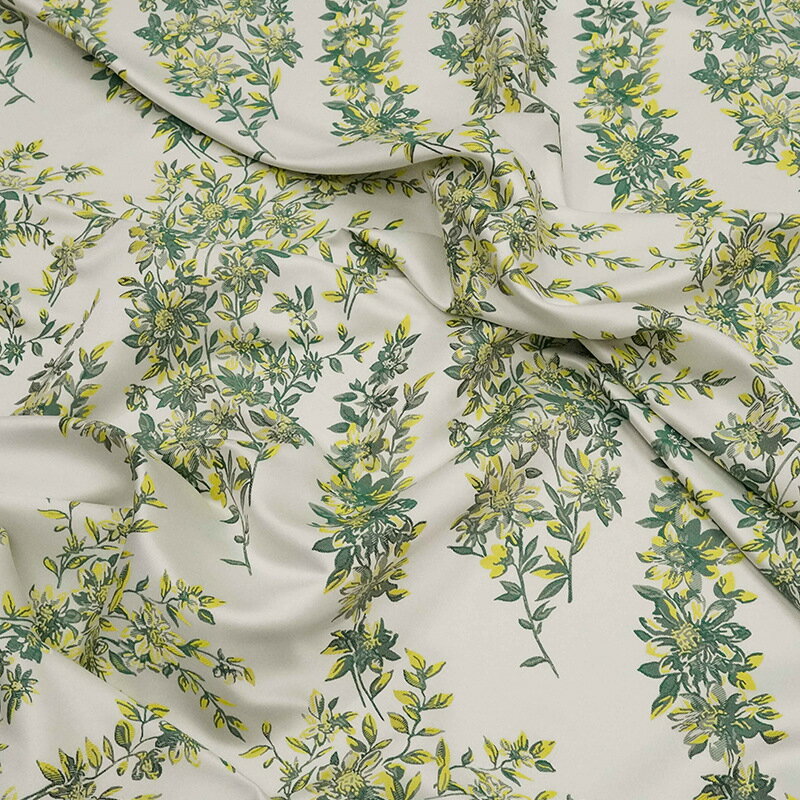 送料無料 145cm幅 90cm単位 ジャカード生地 生地 布 布地 色織り生地 花柄 植物柄 グリーン イエロー ..