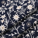 送料無料 125cm幅 90cm単位 刺繍生地 生地 布 布地 刺繍布 綿麻生地 デニム生地 花柄 黒 紺色 赤 ブルー 楽天海外通販