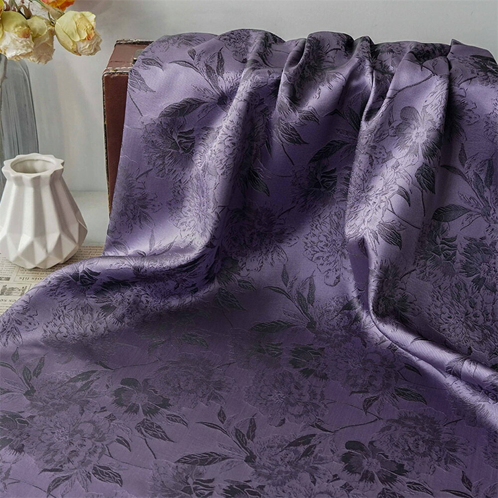 Cotton （Patterned Cloth） - 送料無料 160cm幅 90cm単位 ジャカード生地 生地 布 布地 色織り生地 花柄生地 霧影花語 紫 パープル 楽天海外通販