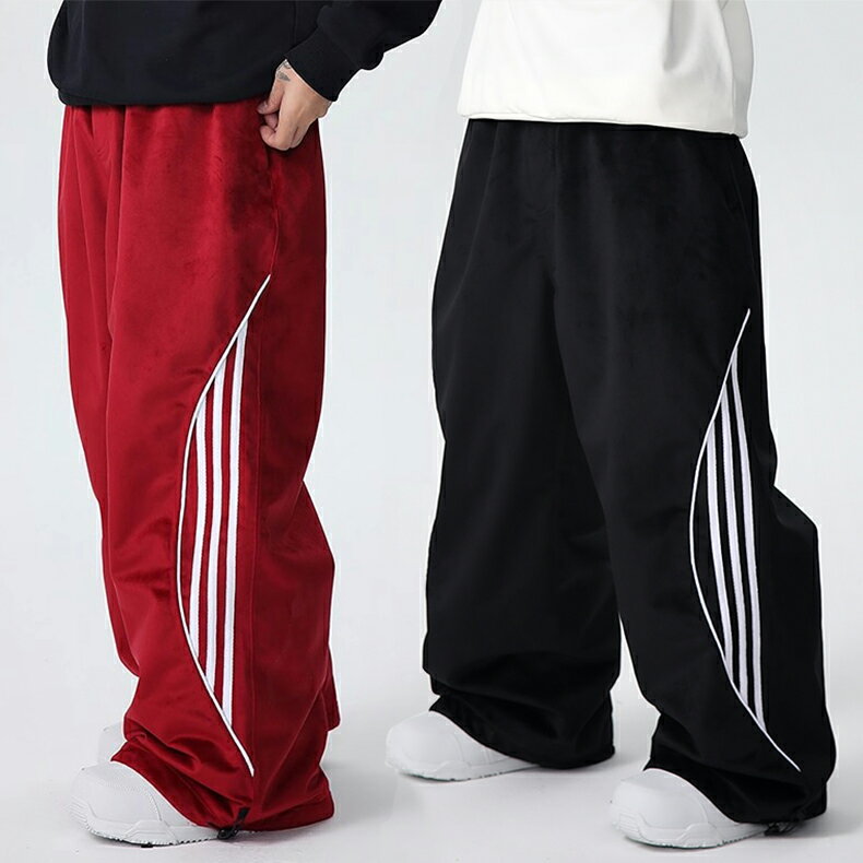 送料無料 スノボパンツ メンズ スキーパンツ レディース ロングパンツ ワイドパンツ 長ズボン ボトムス スノーボードウェア スキーウェア スノボウェア 黒 赤 男女兼用 ユニセックス 楽天海外通販