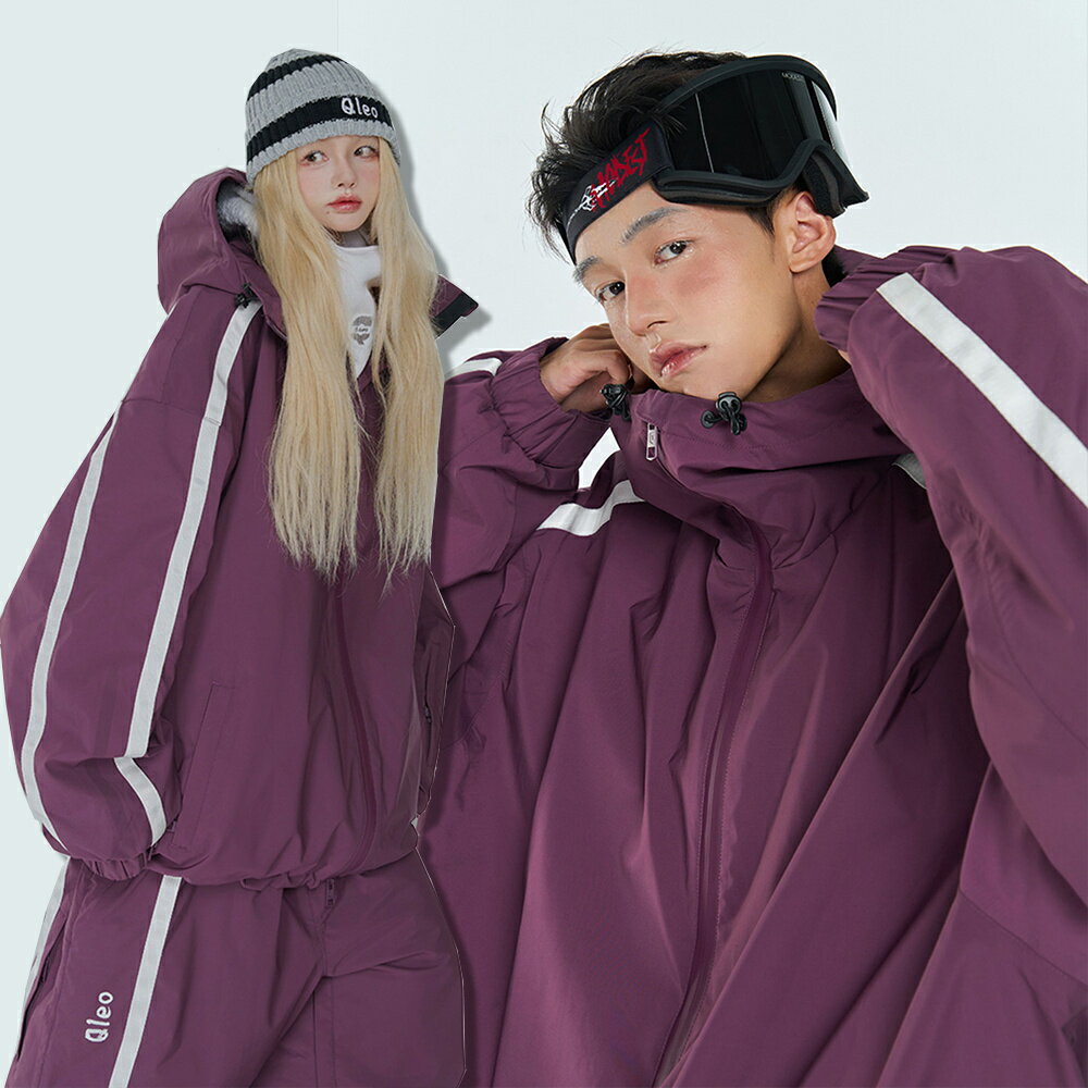 送料無料 スノーボードウェア スキーウェア スノボウェア レディース メンズ 上下セット セットアップ スノボジャケット スキージャケット 前開き フード付き アウター スノボパンツ スキーパンツ ロングパンツ ボトムス 長ズボン パープル 楽天海外通販