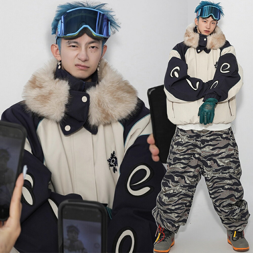 送料無料 スノーボードウェア スキーウェア スノボウェア レディース メンズ 上下セット セットアップ スノボジャケット スキージャケット 前開き フード付き アウター スノボパンツ スキーパンツ ロングパンツ ボトムス 長ズボン ゆったり ネイビー 白 迷彩 楽天海外通販