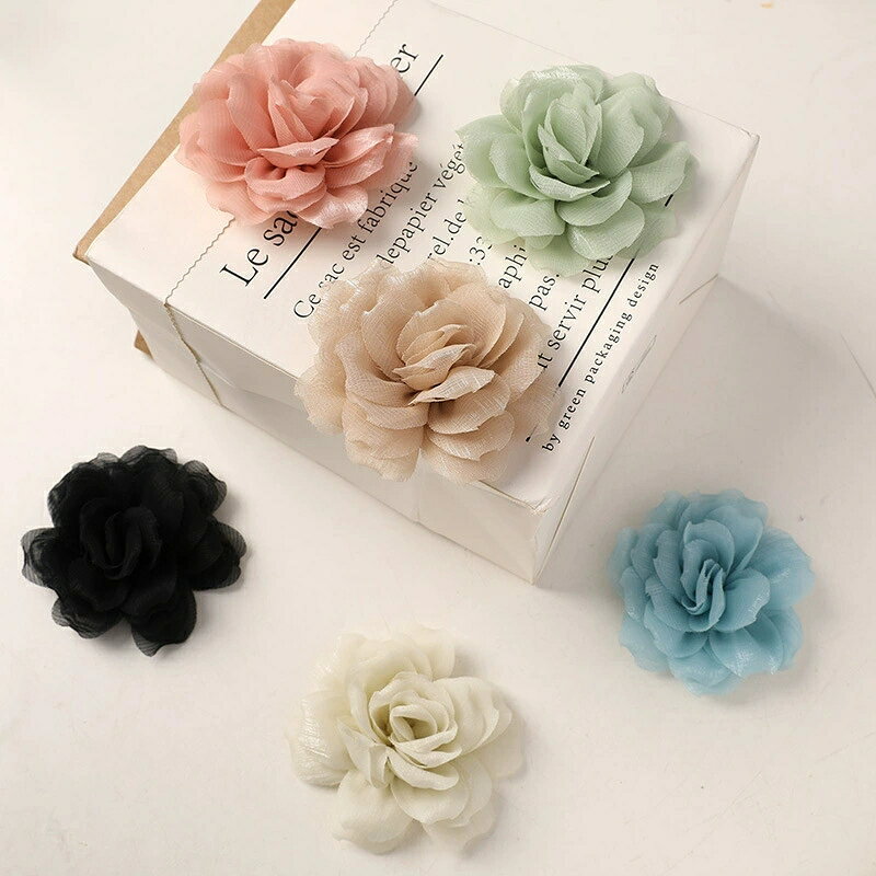 Yellow, Orange - 送料無料 バラ フラワーパーツ オーガンジー 薔薇 DIY パーツ ハンドメイド 手芸 素材 材料 アクセサリーパーツ 副資材 ヘアアクセ ブローチ ブレスレット ワンピース 装飾 インテリア ギフト プレゼント 手芸 アクセサリー ヘアアクセ ブローチ 造花 楽天海外通販