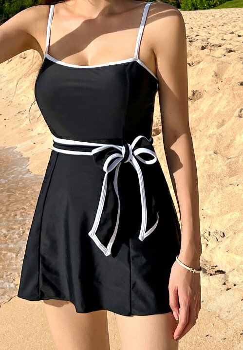 HE&SHE 【送料無料】サマーバカンス水着モノキニ配色ポイントストラップ配色ストラップモノキニ水着　レディース水着　韓国ファッション　体型カーバー水着　ワンピース水着　水着