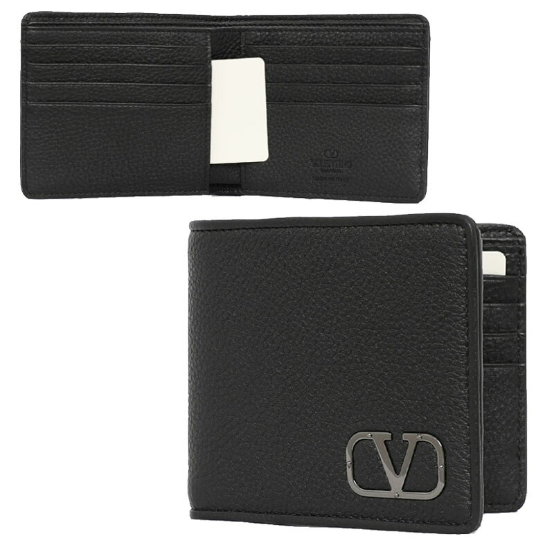 乐天商城 - HE&SHE [送料無料] VALENTINO★Vロゴ財布 2つ折り財布 折り畳み財布 V PLAT LOGO GRAIN LEATHER BIFOLD WALLET Vプラットロゴグレインレザー2つ折り財布 レディース レザー財布 カード入れ スモール 3Y2P0445 YGP 0NO