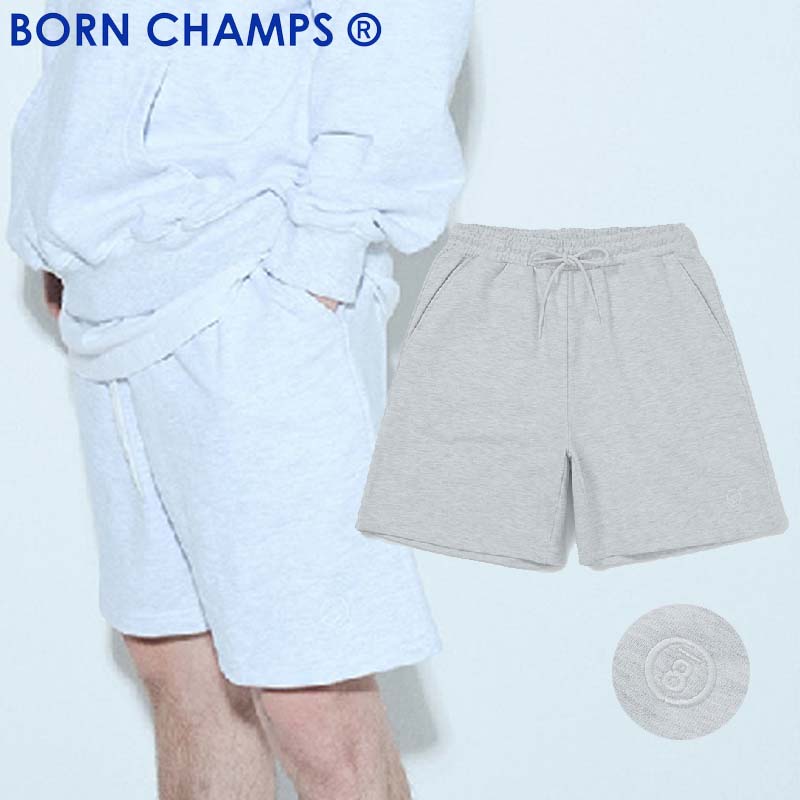 HE&SHE BORN CHAMPS ボーンチャンプス [送料無料] 08ロゴパンツ 08 LOGO PANTS ユニセックス ストリート カジュアル オーバーサイズ ビックシルエット ルーズフィット ロゴ ハーフパンツ ショ…