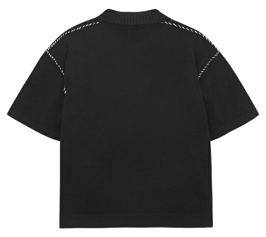 HE&SHE OY 【オーワイ】 [送料無料] 22SS STITCH COLLAR HALF KNIT スティッチカラー半袖ニット セーター ビックシルエット オーバーサイズ オーバーフィット ユニセックス ストリート カジュアル 襟 2カラー