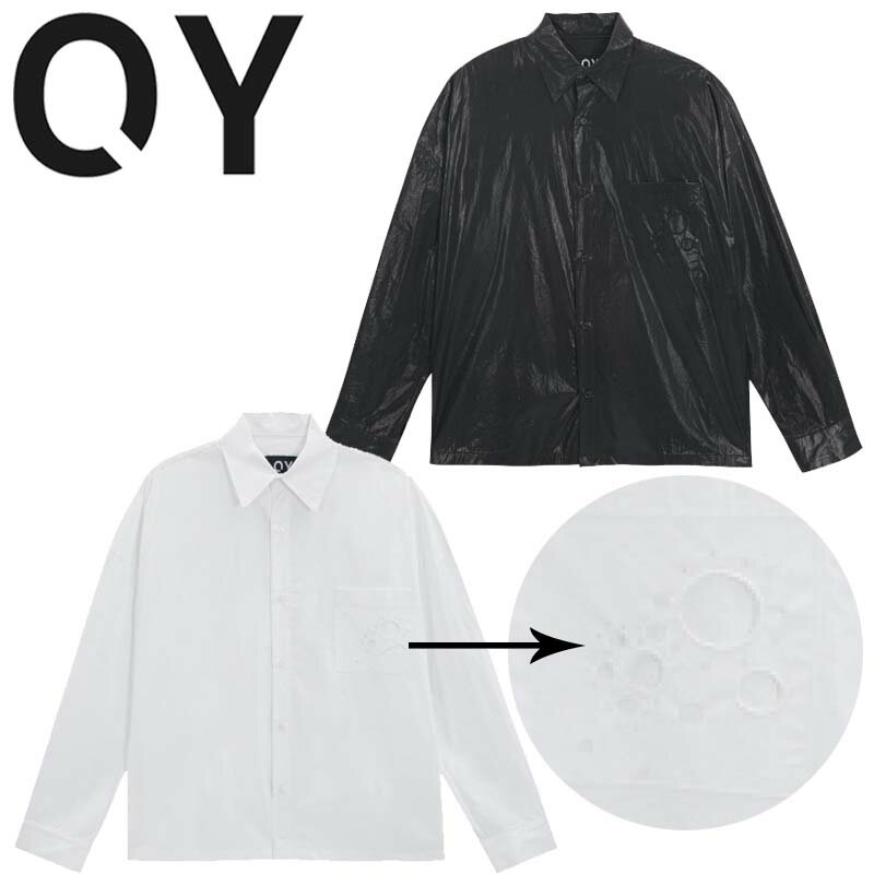 乐天商城 - HE&SHE OY 【オーワイ】 [送料無料] 22SS PUNCHING POCKET SHIRTS パンチングポケットシャツ 長袖 ビックシルエット オーバーサイズ オーバーフィット ユニセックス ストリート カジュアル 2カラー