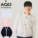 AQO STUDIO SPACE アコスタジオスペース HE SHE 送料無料 22SS AQO BEAR BI-COLOR SUMMER CARDIGAN アコベアバイカラーサマーカーディガン ユニセックス ストリート カジュアル 長袖 カーディガン ニット