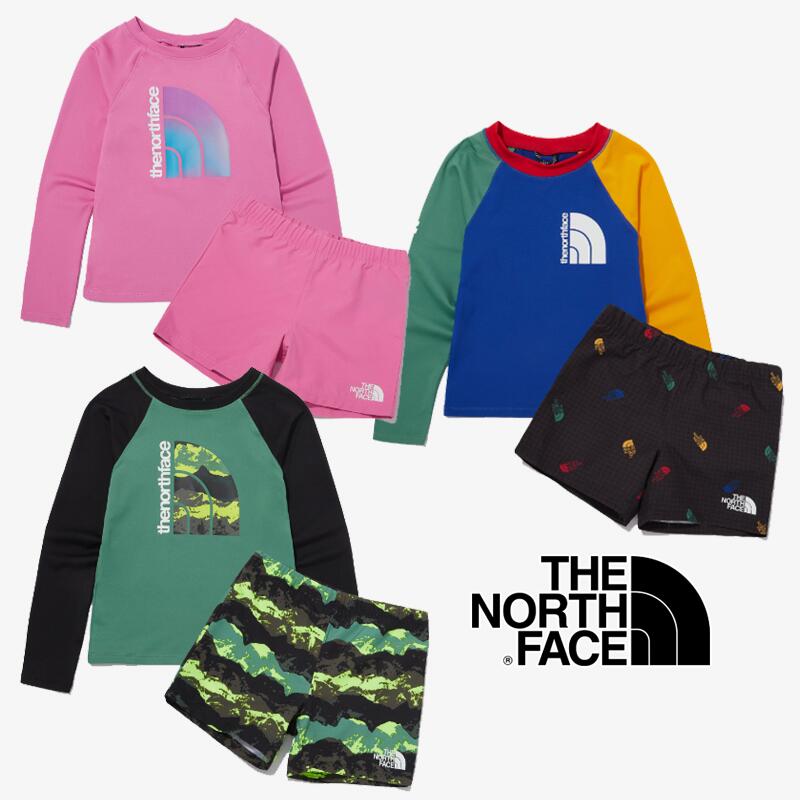 HE&SHE [送料無料]【ノースフェイス正規品】THE NORTH FACE 韓国 KID AMPHIBIOUS SUN SET NT7TP31 ノースフェイス 水着 キッズ 子供用 子供服 子供 水着セットアップ キッズ 夏 上下セット 半袖 ショートパンツ リサイクル素材 UV-CUT UVカット 速乾素材 子供 水遊び