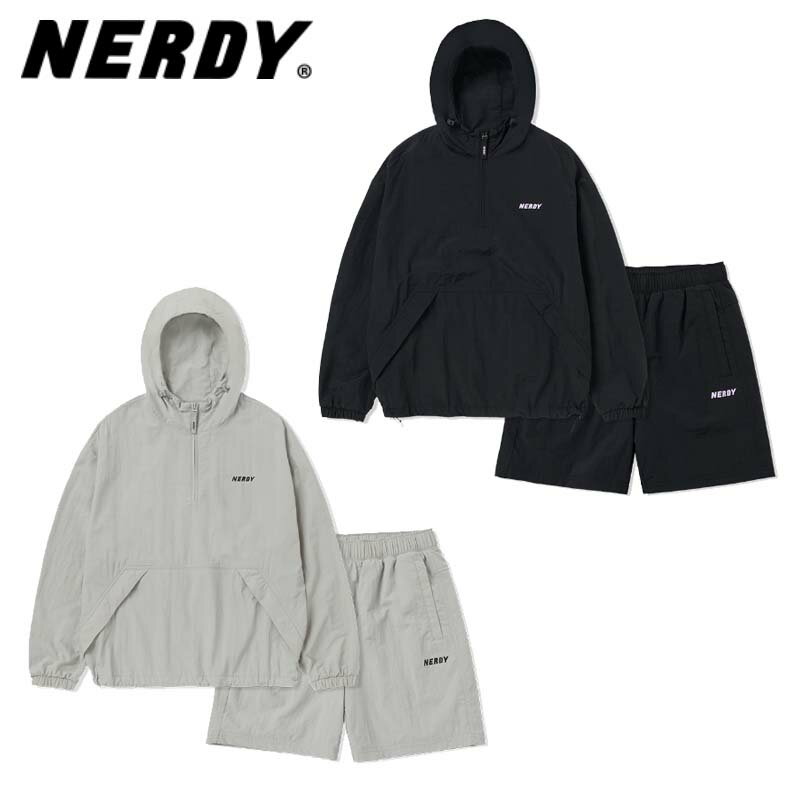 NERDY Υǥ HE&SHE [̵] 2023SS ⡼֥ϡեѥĥå SMALL LOGO WOVEN HALF PANTS SET ץ륪С ˥å ڹ֥ ڹեå  ݡƥ 奢 ȥ꡼ ڥå åץå  ƥ