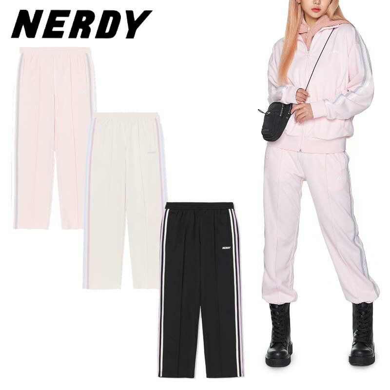 NERDY ノルディ HE&SHE [送料無料] 2023SS バイカラートラックンパンツ BI-COLOR TRACK PANTS ロングパンツ ユニセックス 韓国ブランド 韓国ファッション 新品 スポーティ カジュアル ストリート ペアルック カップルルック 少女時代 テヨン