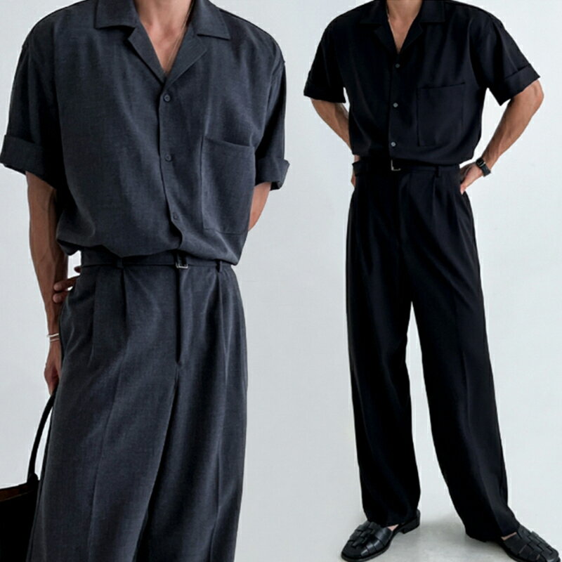 HE&SHE Suitroom(スーツルーム)【送料無料】バンディングBELTスラックス+半袖シャツシャツスラックスBELTスラックスコーディネートセットアイテムSET