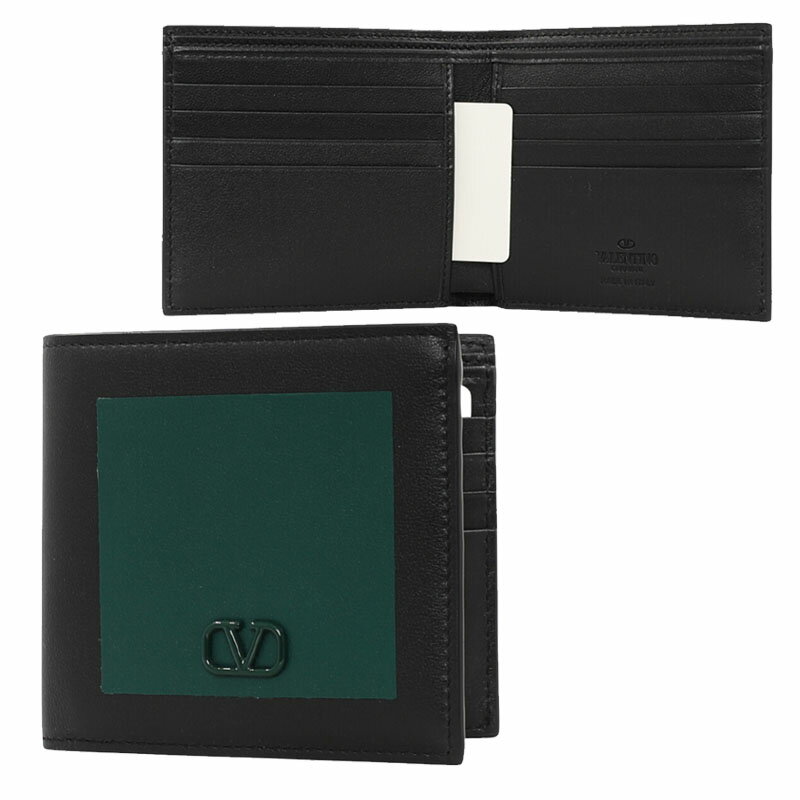乐天商城 - HE&SHE [送料無料] VALENTINO★Vロゴ財布 2つ折り財布 折り畳み財布 V GREEN LOGO SIGNATURE MINI BIFOLD WALLET Vグリーンロゴシグネチャミニ2つ折り財布 メンズ財布 レザー財布 カード入れ スモール 2Y2P0654 AXI 73S