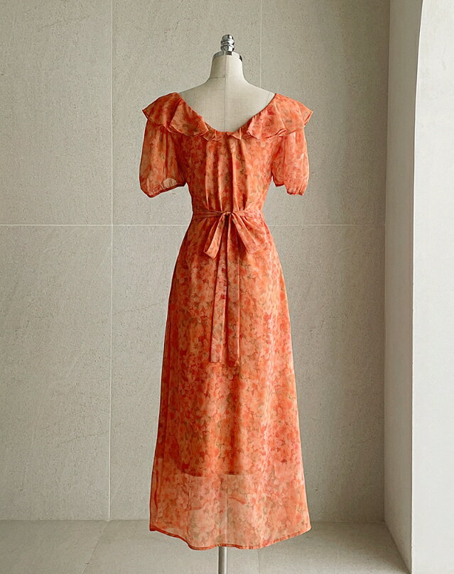 HE&SHE [送料無料] I AM MARI アイアムマリー LILLYVE FLOWER CHIFFON FRILL ONE-PIECE リリーブフラワーシフォンフリルワンピース レディース 女性 女子 女らしさアップ ワンピース ロングワンピース ドレス 韓国