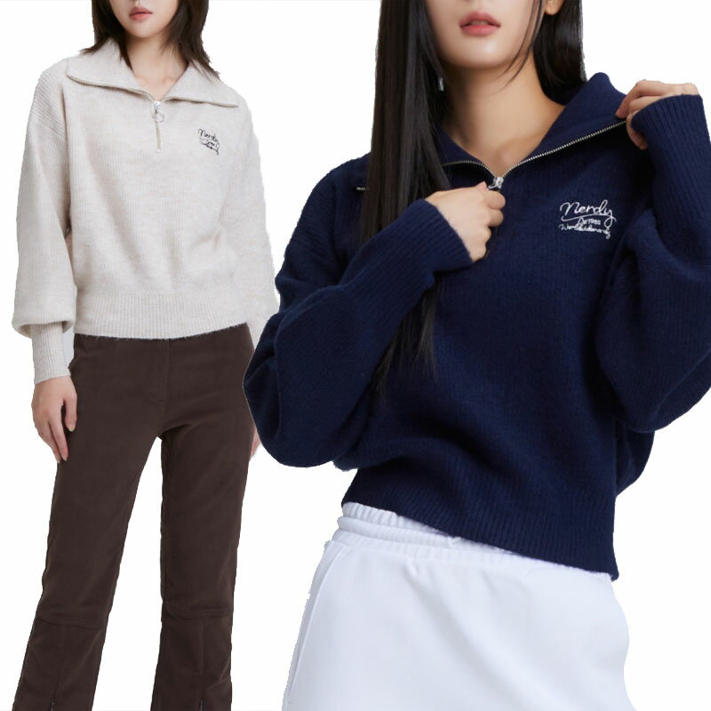 乐天商城 - NERDY ノルディ 【正規品】 HE&SHE [送料無料] ウーマンラブリーレターウールブレンディッドハーフジップアップセーター W'S LOVELY LETTER WOOL BLENDED HALF ZIP-UP SWEATER レディース 女性 女子 韓国ブランド 韓国ファッション 新品 スポーティ カジュアル ストリート