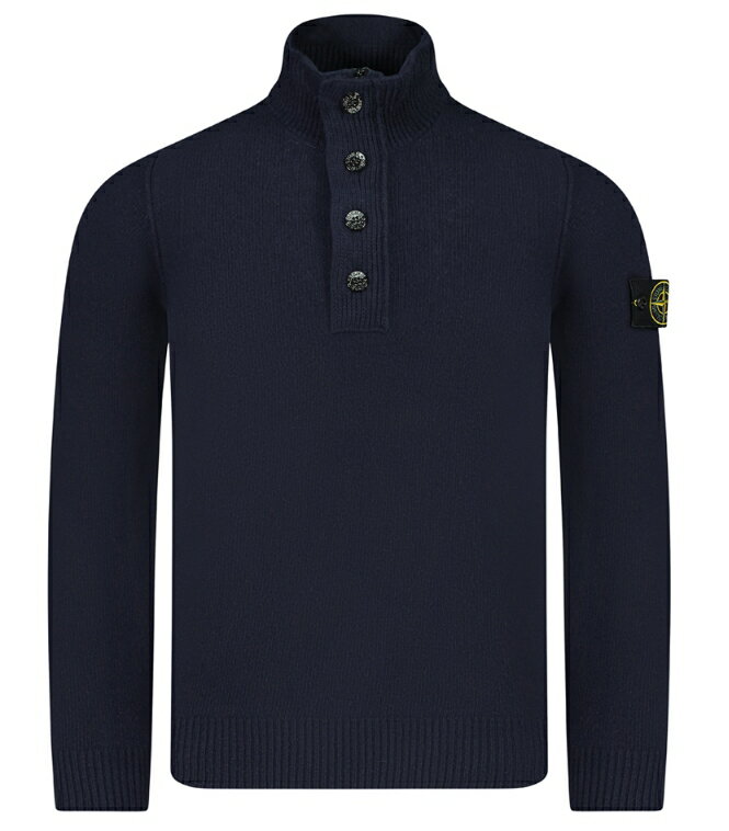 ストーンアイランド 【正規品】 STONE ISLAND 24AW ワッペンパッチハイネックボタンニット WAPPEN PATCH HIGH-NECK BUTTON KNIT ユニセックス メンズ レディース ストリート カジュアル HE&SHE [送料無料] 8115540A3 A0029 / 8115540A3 A0020 ブラック ネイビー