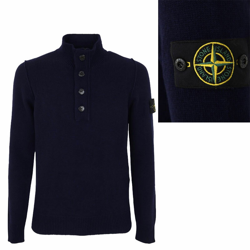 ストーンアイランド 【正規品】 STONE ISLAND 23AW ワッペンパッチボタンネックウールニット WAPPEN PATCH BUTTON NECK W...