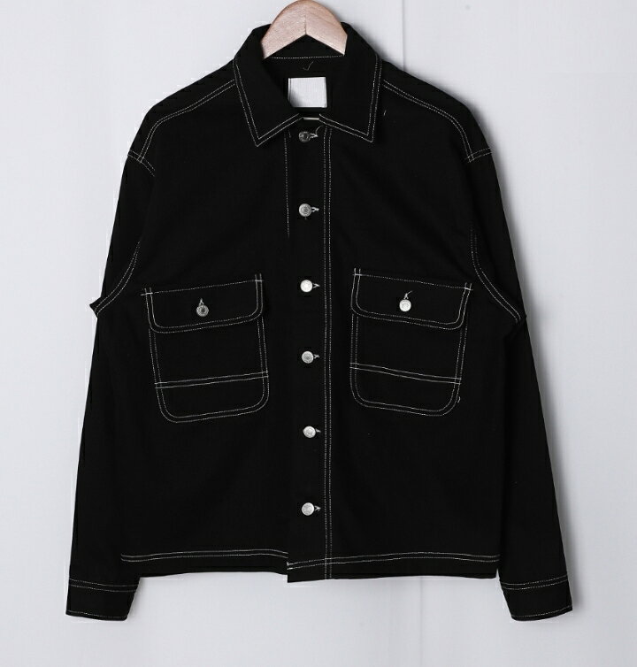SUITROOM スーツルーム STITCH DENIM JACKET ステッチデニムジャケット メンズ 男性 男子 オーバーサイズ ストリート カジュアル トレンド トレンディ 韓国ファッション 2カラー アイボリー ブラック HE&SHE [送料無料] 2